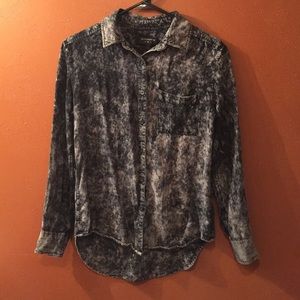 Black/grey cotton button down shirt