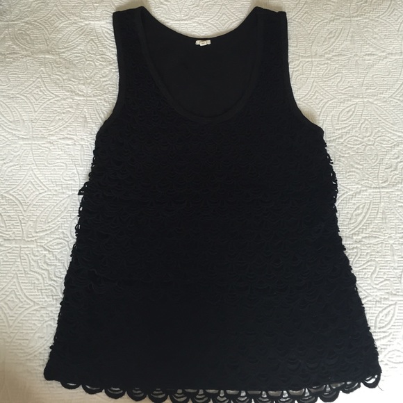 J.Crew black scallop lace tank top size medium