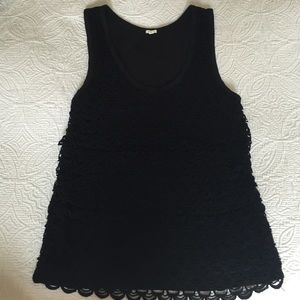 J.Crew black scallop lace tank top size medium