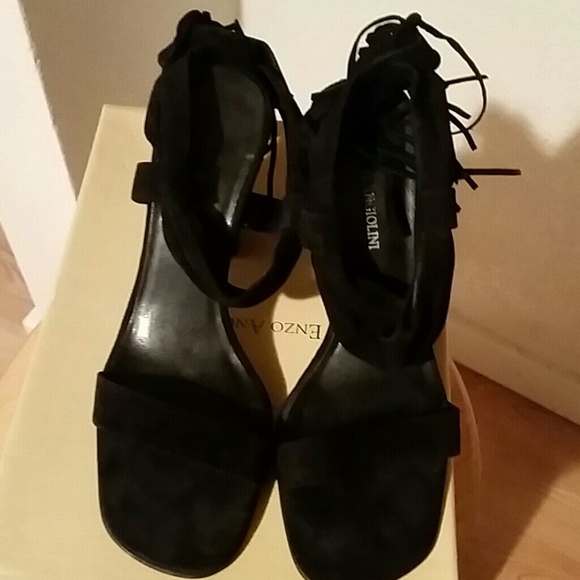 Black suede shoes with fringe. Never worn