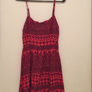 Red and Navy patterned dress- NEVER WORN