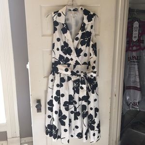 Black and white hibiscus dress