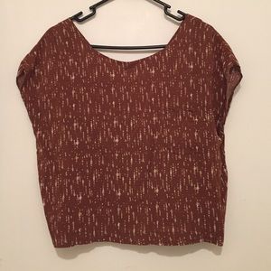 Brown and white crop top blouse.