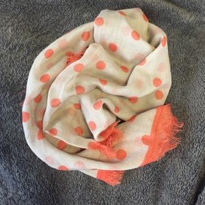 Madewell Coral Polka Dot Scarf.