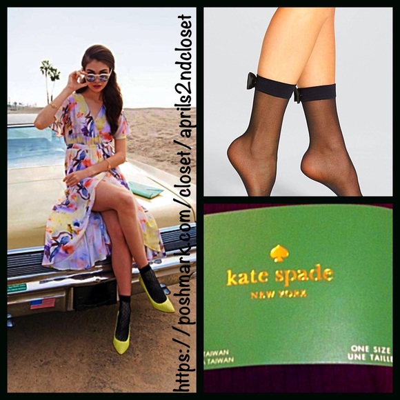 kate spade Accessories - KATE SPADE Black Bow Back Socks