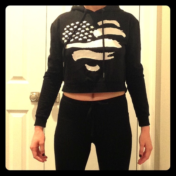Crop hoodie from South Africa. American flag print
