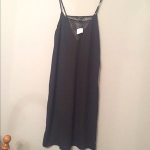 Lace detail black slip dress