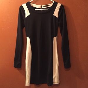 Black and cream cocktail dress.