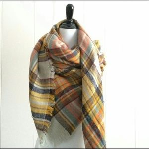 Plaid blanket scarf