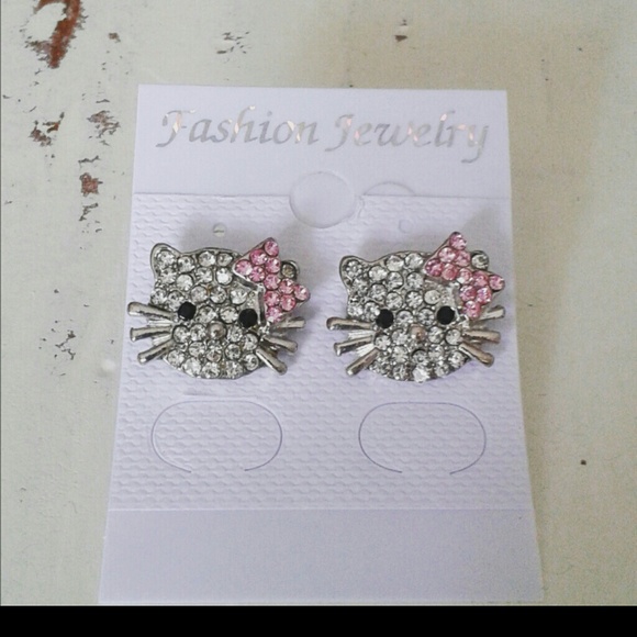 Hello Kitty inspired crystal earrings