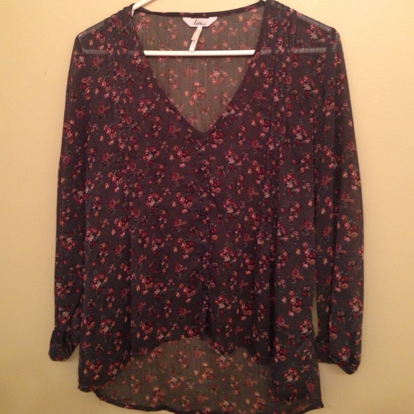 Floral chiffon button down shirt