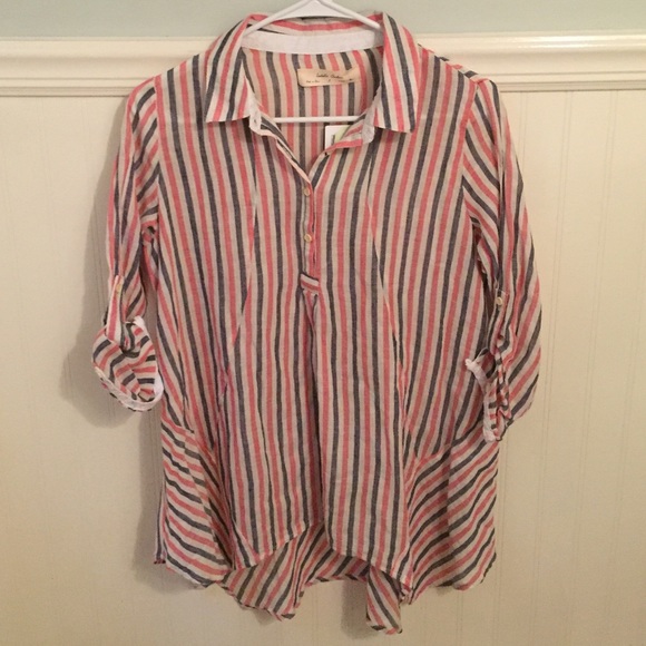 NWT Anthro Tisket Popover Hanky Asymmetrical Hem - Picture 3 of 4