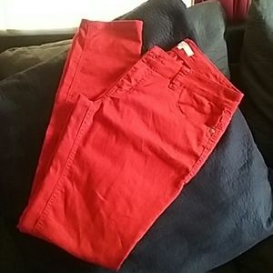 Red skinny jeans
