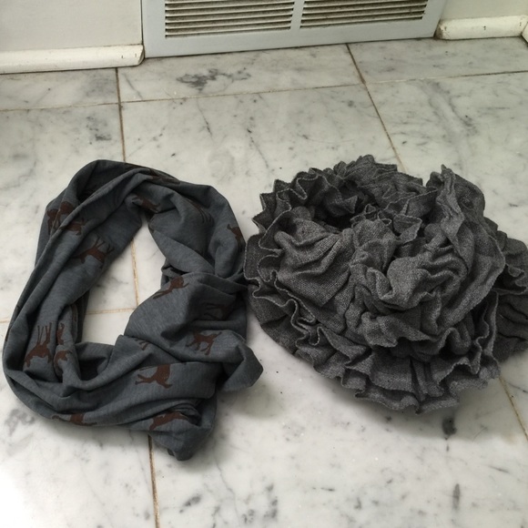 Two grey scarves
