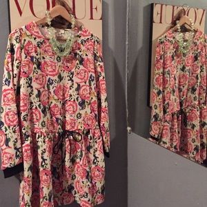 Drawstring floral print dress