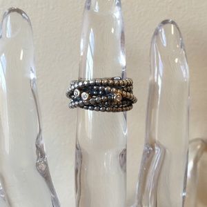 Pandora sterling 14kt gold diamond rope ring
