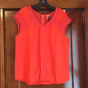 Orange (it's the new black) mesh and poly blouse