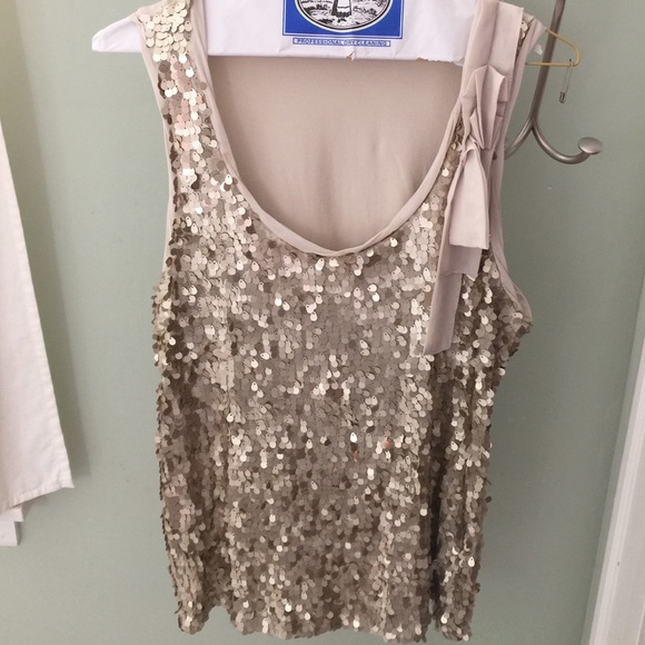 Sequin tank with  bow on side