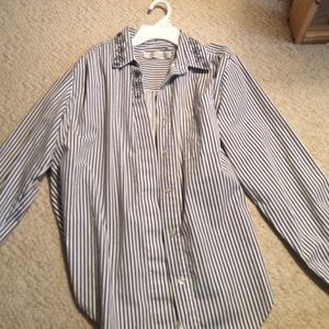 Karen Scott striped button-down boho shirt size S
