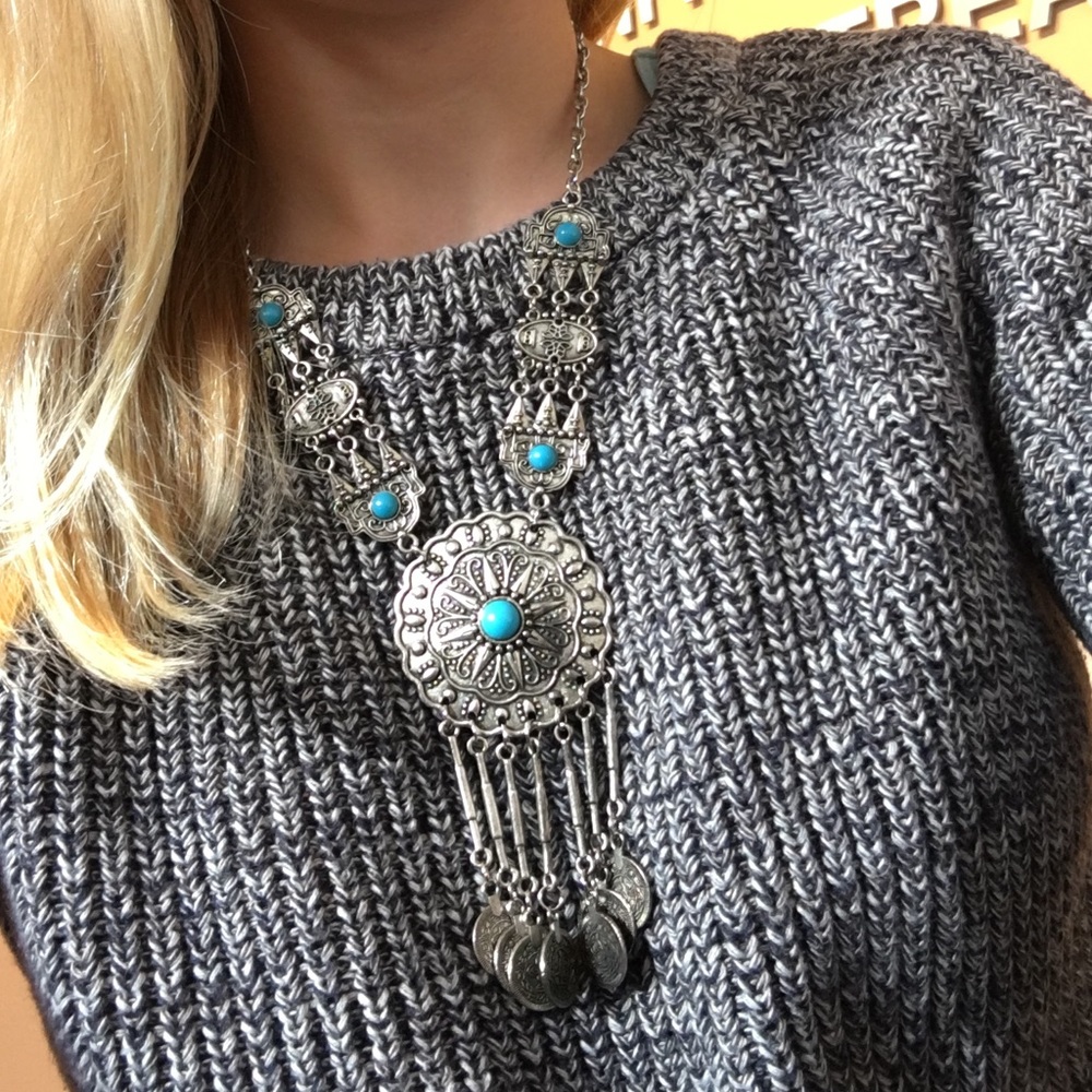 💜3 for $15💜BOHO Silver and turquoise Statement - Picture 3 of 3
