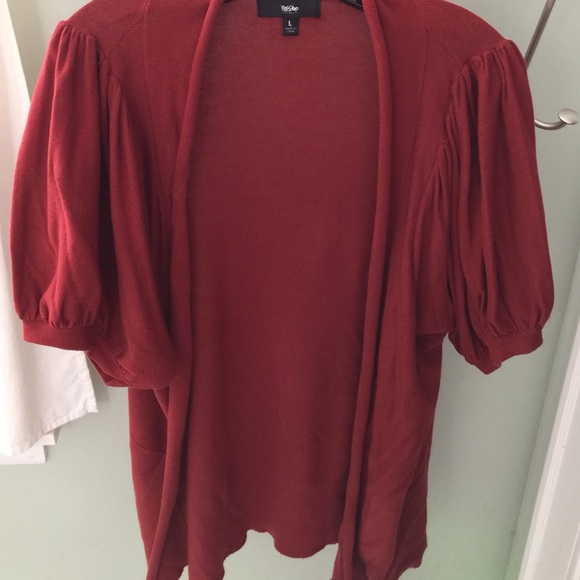 Cute burnt orange cardigan with full puffy sleeves