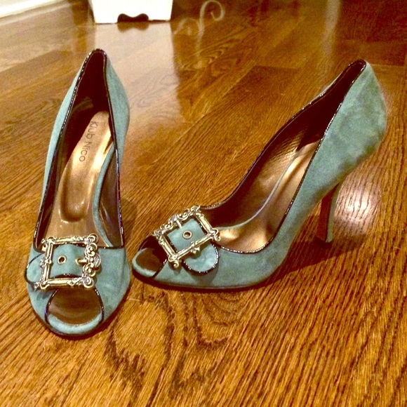 Green Suede Anthropologie Heels