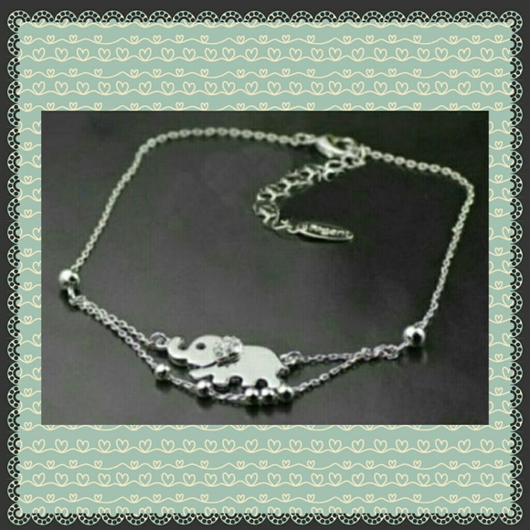 Beautiful 2 row Silver elephant chain anklet
