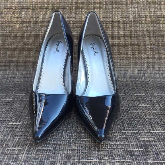 Black patent leather heels
