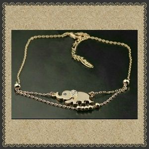 Beautiful 2 row Silver elephant chain anklet