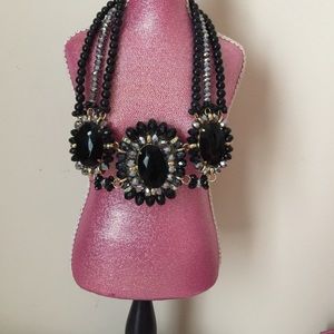 Black silver gold chunky necklace