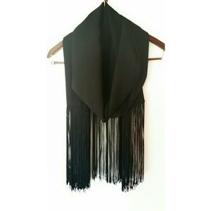 Black fringed scarf