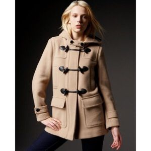 Authentic Burberry hooded toggle coat in camel
