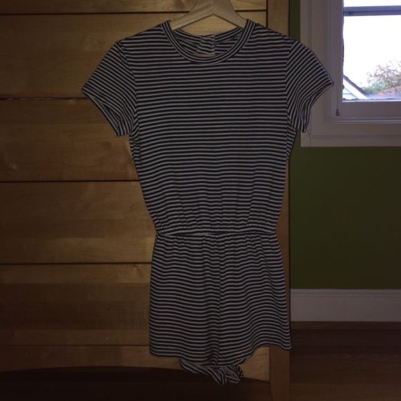 AA Green And White Stripped Romper