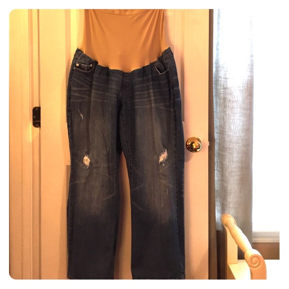 Plus size distressed maternity jeans