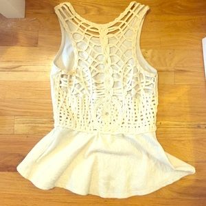 Free People Lace back Off-white Peplum top Size: S