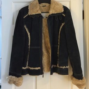 Winter is here! Blue suede/Sherpa jacket