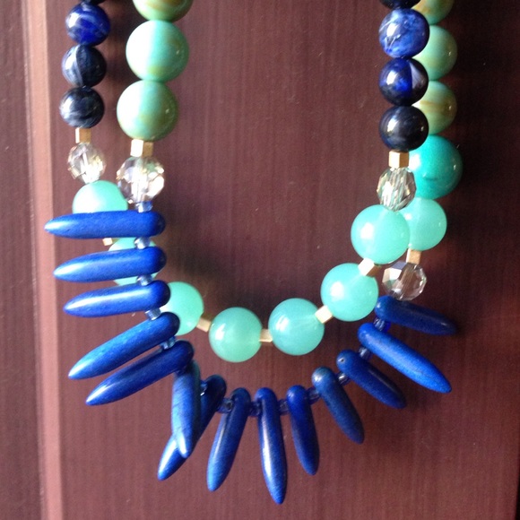 Loft Blue Layered Fringe Necklace - Picture 2 of 4