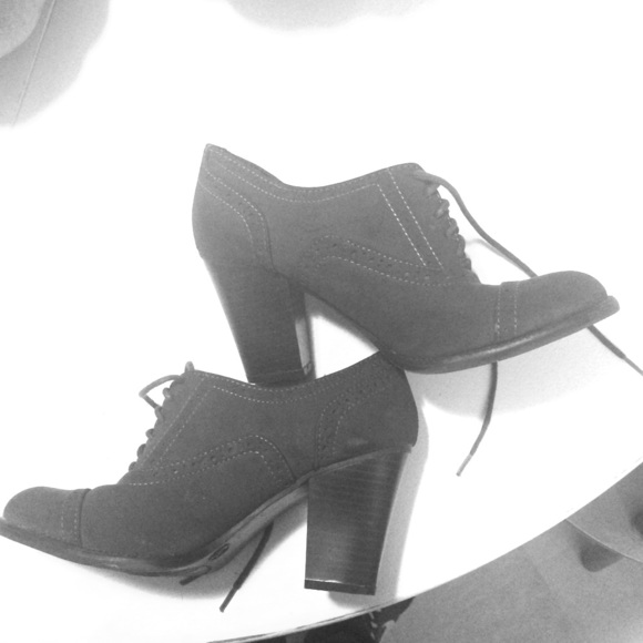 Dark Gray Heeled Booties - Picture 1 of 3