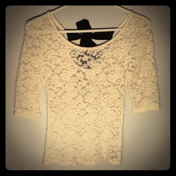 Delia's Sheer Lace Top with Black Bow