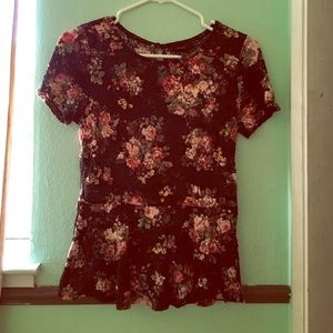 Floral Lace Peplum Top