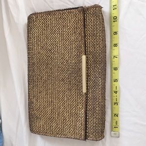 H&M gold basket weave envelope clutch.