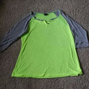 Neon yellow raglan t shirt