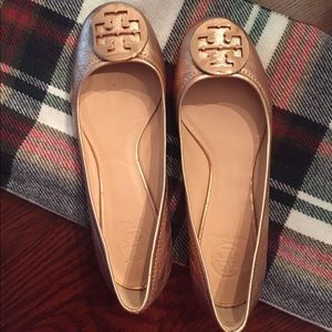 Tory Burch rose gold Reva flats, NEW!!