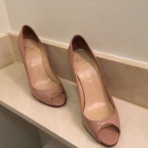Christian Louboutin nude peeptoe heels 38 1/2