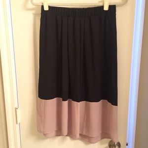 Black and beige color block skirt