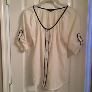 Cream button-up sheer blouse