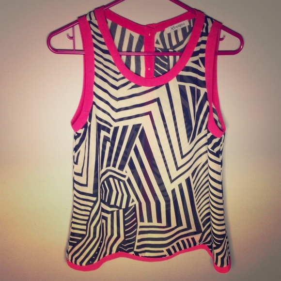 Pink and Black Pattern Sheer Tank