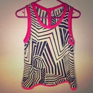 Pink and Black Pattern Sheer Tank