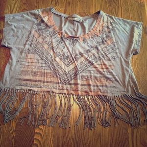 Plus size fringe bottom tee