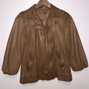 Gap Crop Sleeve Leather Jacket